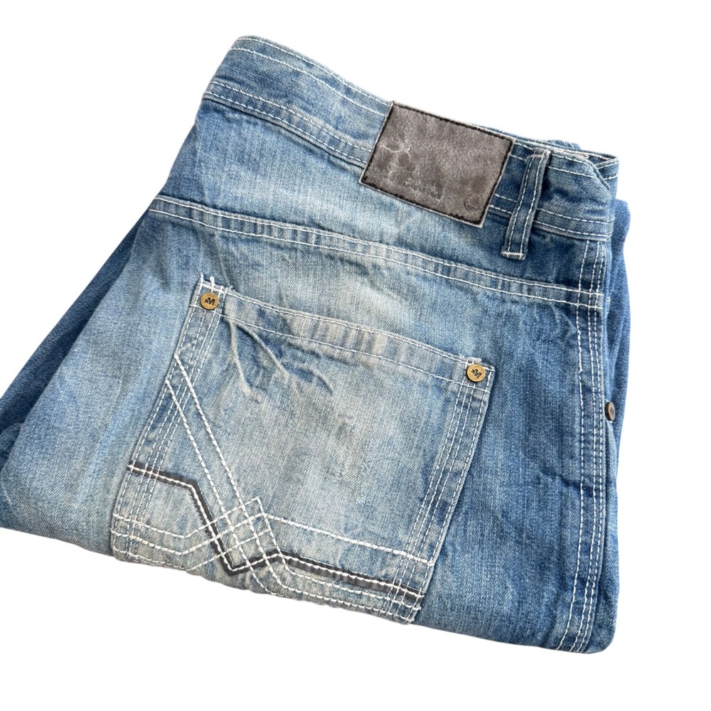 MECCA Mens‎ W40XL32 Blue Wash Denim Jeans Cotton Straight Fit Y2K